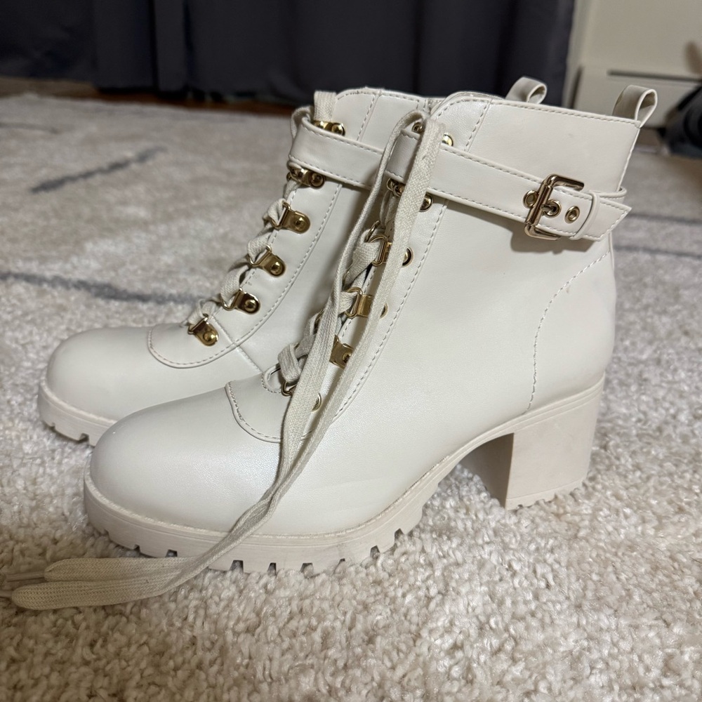 Wild Pair White Lace Up Boots